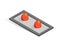 Isometric vector button. Isolated icon. Two switcher in gray and orange color