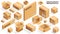 Isometric vector cardboard brown boxes