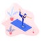Isometric vector illustration of  a fit yoga girl in dancer pose