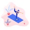 Isometric vector illustration of a fit yoga girl in a dancer pose asana