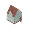 Isometric vector illustration of Tudor style house,