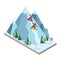 Isometric vector man and woman pull off the mountain. Snowboarding, winter sport. Olimpic games, recreation lifestyle