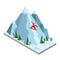 Isometric vector Santa Claus pulls off the mountain. Christmas and New Year are coming. Recreation lifestyle, activity