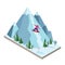 Isometric vector woman pulls off the mountain. Snowboarding, winter sport. Olimpic games, recreation lifestyle, activity