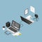 Isometric Video Editing Outsourcing Illustration