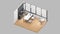 Isometric view of a manager room,office space, 3d rendering