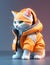 isometric view of a MINI cute hyperrealistic futuristic soldier cat. Generative AI