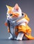 isometric view of a MINI cute hyperrealistic futuristic soldier cat. Generative AI