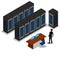 Isometric view of the server room.