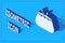 Isometric Wallet icon isolated on blue background. Purse icon. Cash savings symbol. Vector Illustration