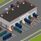 Isometric Warehouse. Storehouse Building. Cargo Industry