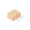 Isometric warehouse wooden pallet for boxes package transportation. Wooden pallets for box delivery vector illustration