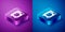 Isometric Washer icon isolated on blue and purple background. Washing machine icon. Clothes washer - laundry machine