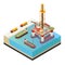 Isometric Water Oil Platform Concept