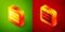 Isometric Wave icon isolated on green and red background. Square button. Vector