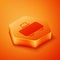 Isometric Weapon case for storing and transporting weapons icon isolated on orange background. Orange hexagon button