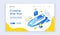 Isometric website banner advertising cruising tours by ship
