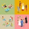 Isometric Wedding Ceremony with Bride and Groom