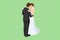 Isometric wedding couple. Lovely married couple embracing and looking at each other. Marriage and family relations