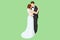 Isometric wedding couple. Lovely married couple embracing and looking at each other. Marriage and family relations