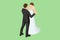 Isometric wedding couple. Lovely married couple embracing and looking at each other. Marriage and family relations