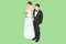 Isometric wedding couple. Marriage and family relations. Wedding ceremony.