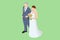 Isometric wedding couple. Marriage and family relations. Wedding ceremony.