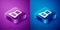 Isometric Weight icon isolated on blue and purple background. Kilogram weight block for weight lifting and scale. Mass