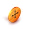 Isometric Wheel wrench icon isolated on white background. Wheel brace. Orange circle button. Vector