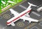 Isometric White Airplane Landed in Front View