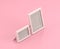 Isometric white horizontal and vertical two picture frames 3d Icon in flat color pink room,single color white, toylike cute