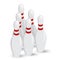 Isometric White skittles for bowling. Vector illustration Bowling pin with red stripes.