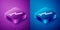 Isometric Windscreen wiper icon isolated on blue and purple background. Square button. Vector Illustration