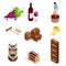 Isometric wine production icons collection. Vector illustration on white background