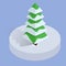 Isometric winter low poly christmas tree. Vector flat 3d design or infographic element.