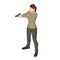 Isometric woman with a gun in his hand iolated on white. Male policeman, spy or criminal holding. Front view