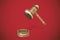 Isometric wooden gavel, auction and business concept