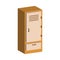 Isometric wooden locker vector design template. Wooden furniture cute design