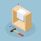 Isometric Woodworking Craft Vector Illustration