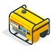 Isometric yellow Gasoline Generator. industrial and home immovable power generator. Diesel electric generator on outdoor