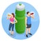 Isometric young people drinking a bottle of water. Sport water bottle. Active lifestyle