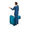 Isometrics A handsome young man on a business trip, standing with his luggage, rear view. Traveling businessman