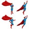 Isometrics A set of superhero men in a suit, runs, jumps, rushes to the rescue, 3D super man, heroes, rescuers Vector illustration