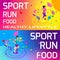 Isometry bright colorful banners on the theme of sport, healthy eating, healthy lifestyle