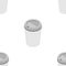 Isometry editable vector icon of hot coffee paper cup with hole from cafe seamless pattern