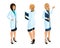 Isometry of a woman medical workers, a doctor, surgeon, nurse, beautiful in medical gowns