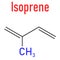 Isoprene, rubber, polyisoprene, building block, monomer. Skeletal formula.