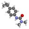 Isoproturon herbicide molecule. 3D rendering. Atoms are represented as spheres with conventional color coding: hydrogen (white),