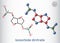 Isosorbide dinitrate, ISDN molecule. It is vasodilator used to treat angina in coronary artery disease. Structural chemical