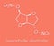 Isosorbide dinitrate ISDN vasodilator drug molecule. Used in treatment of heart related chest pain. Skeletal formula.